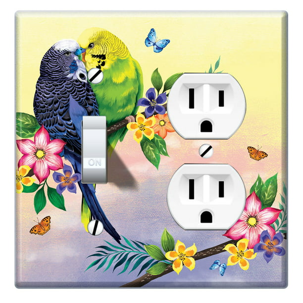 Light Panel Cover Single Outlet Wall Plate/Panel Plate/Cover 1-Gang Device Receptacle Wallplate Parrot Plant Green-yellow 